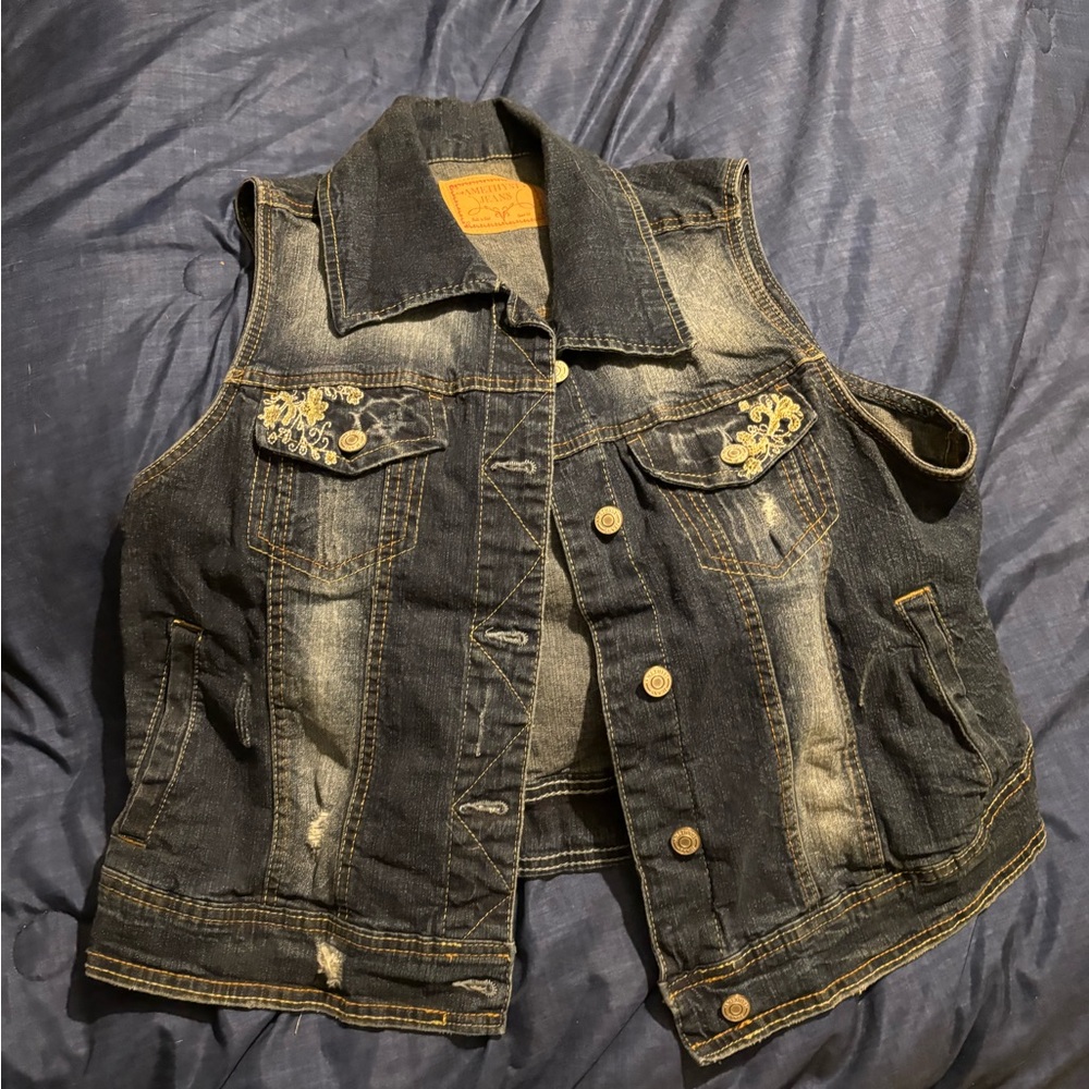 Women’s Denim Vest with Embroidered Details